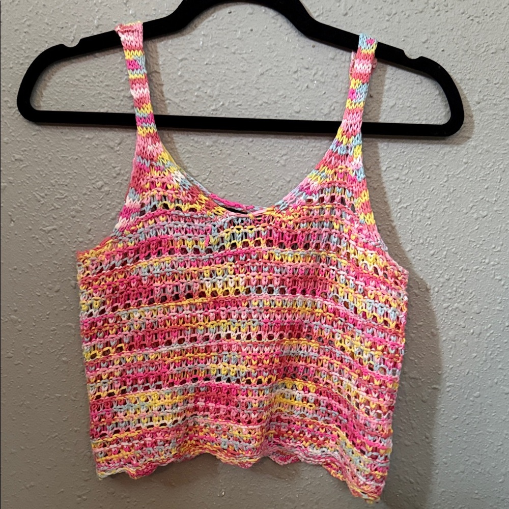 Vici Colorful Crochet Knit Tank Top